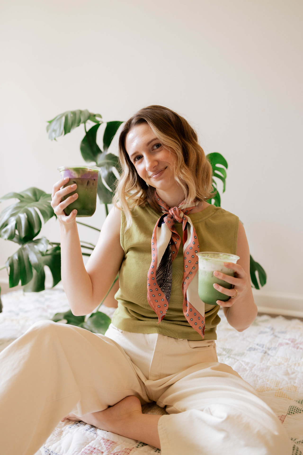 Two handcrafted matcha drinks